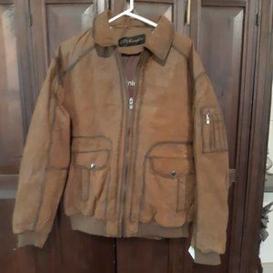 BRAND NEW GD & EASY GP MEN SIZE Large BRN FULL ZIP LEATHER AVIATOR BOMBER JACKET